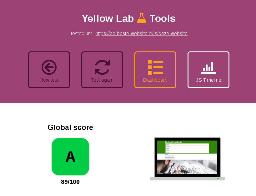 yellowlab tools result